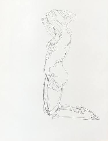 Original Figurative Body Drawings by Olena Topolian