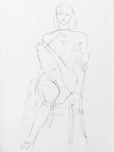 Original Minimalism Nude Drawings by Olena Topolian