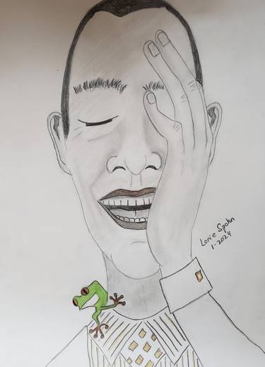 Man Laughing with Tree Frog thumb