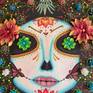 Sugar Skull Face with Succulent Flowers