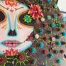 3D Floral Details on Sugar Skull Painting