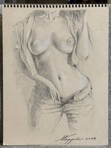 Original Realism Nude Drawings by Htayy Win