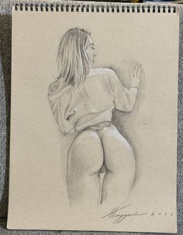 Original Figurative Nude Drawings by Htayy Win