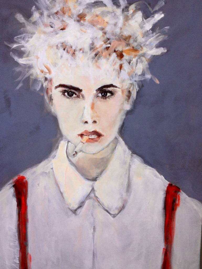 RED SUSPENDERS Painting by Sandy Welch | Saatchi Art