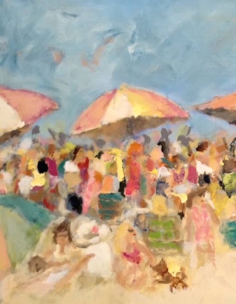 Original Impressionism Beach Painting by Sandy Welch