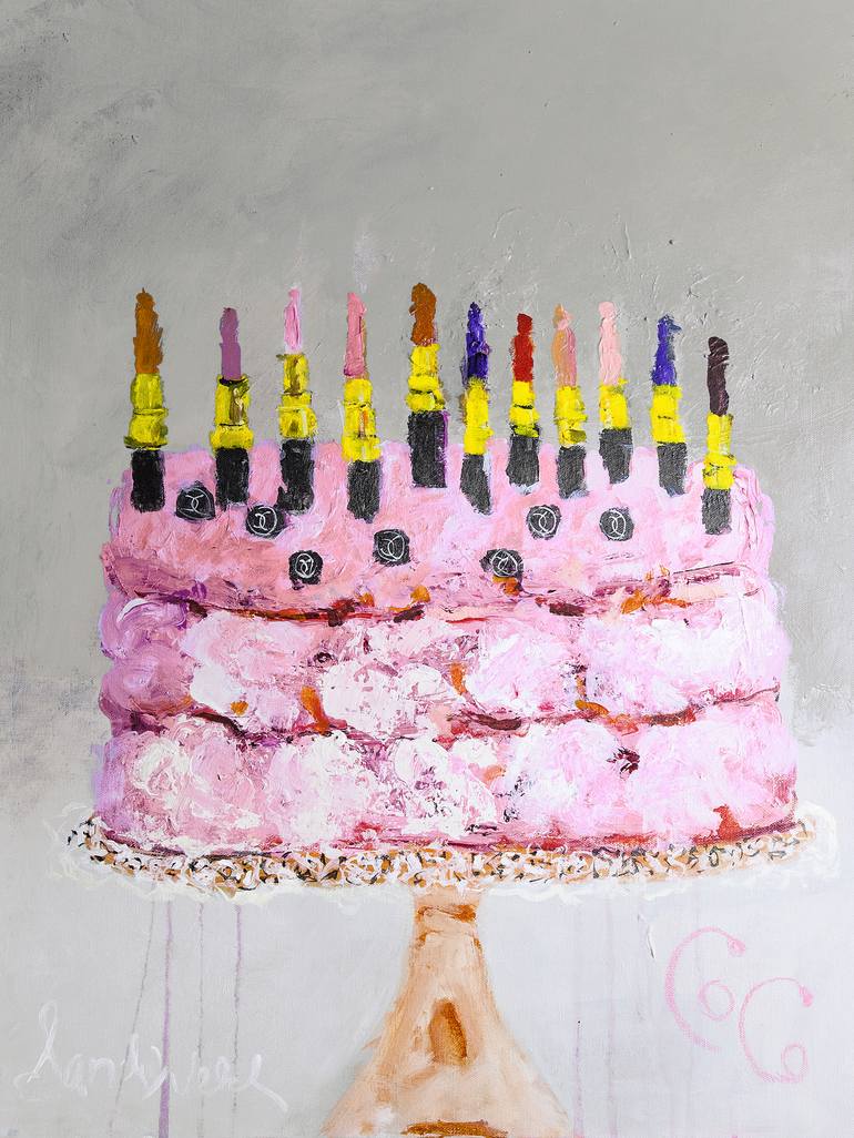 Chanel Lipstick Cake Painting by Sandy Welch