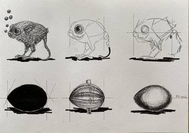 Original Surrealism Animal Drawings by Leni Smoragdova