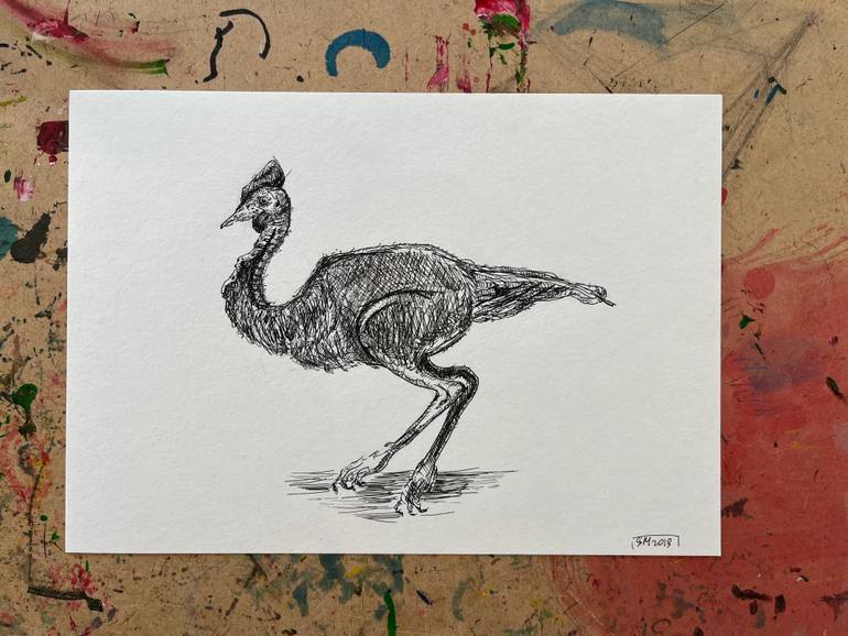 Original Black & White Animal Drawing by Leni Smoragdova
