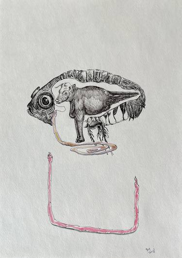 Original Surrealism Animal Drawings by Leni Smoragdova