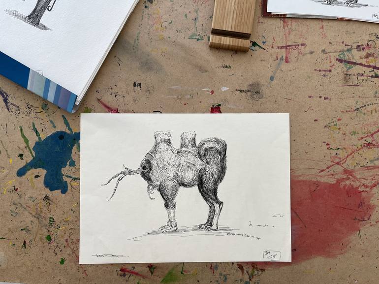 Original Conceptual Animal Drawing by Leni Smoragdova