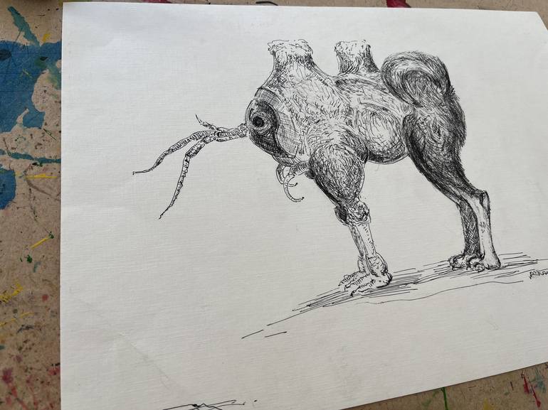Original Conceptual Animal Drawing by Leni Smoragdova