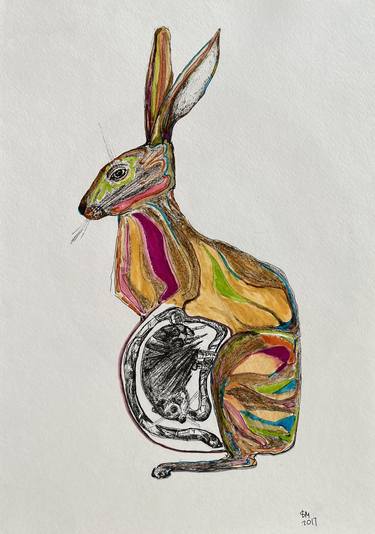 Original Surrealism Animal Drawings by Leni Smoragdova