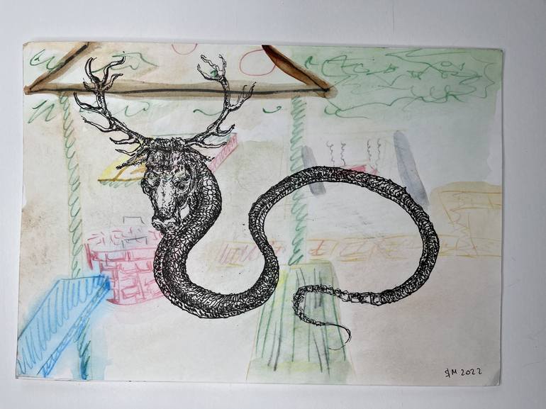 Original Conceptual Animal Drawing by Leni Smoragdova