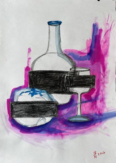 Original Abstract Food & Drink Drawings by Leni Smoragdova