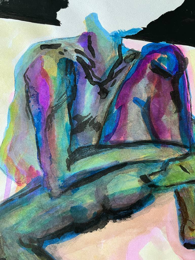 Original Abstract Women Drawing by Leni Smoragdova