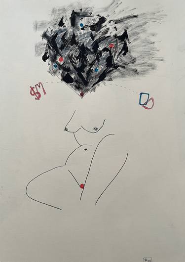 Original Abstract Women Drawings by Leni Smoragdova