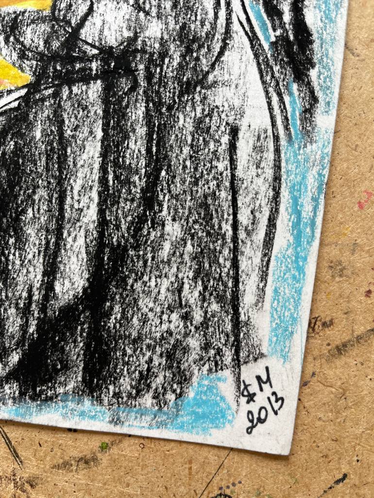 Original Abstract Expressionism People Drawing by Leni Smoragdova