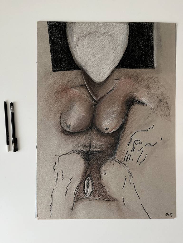 Original Erotic Drawing by Leni Smoragdova