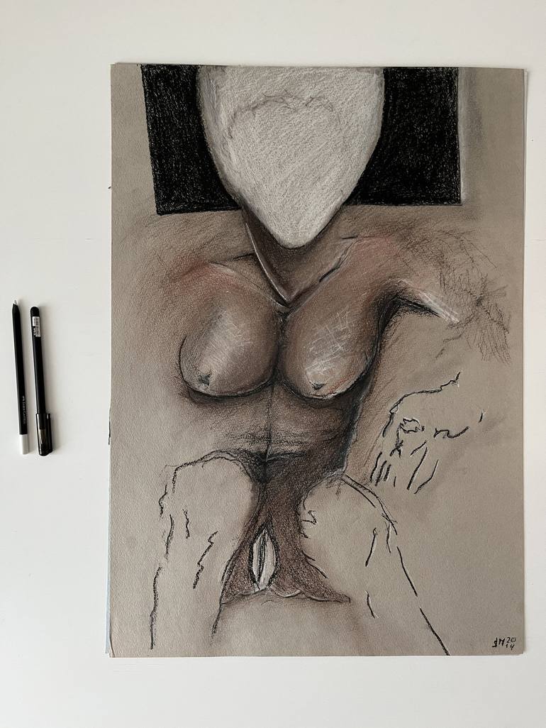 Original Surrealism Erotic Drawing by Leni Smoragdova