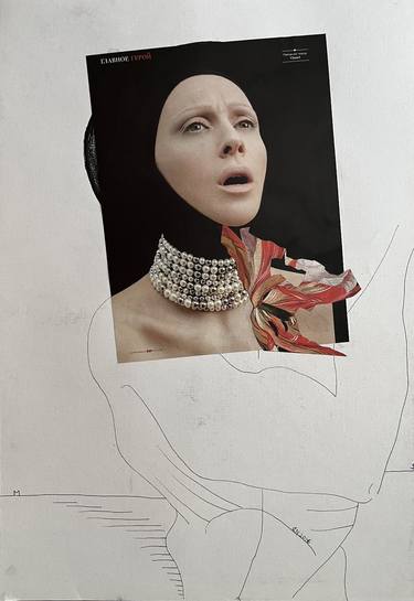 Original Abstract Expressionism Fashion Collage by Leni Smoragdova