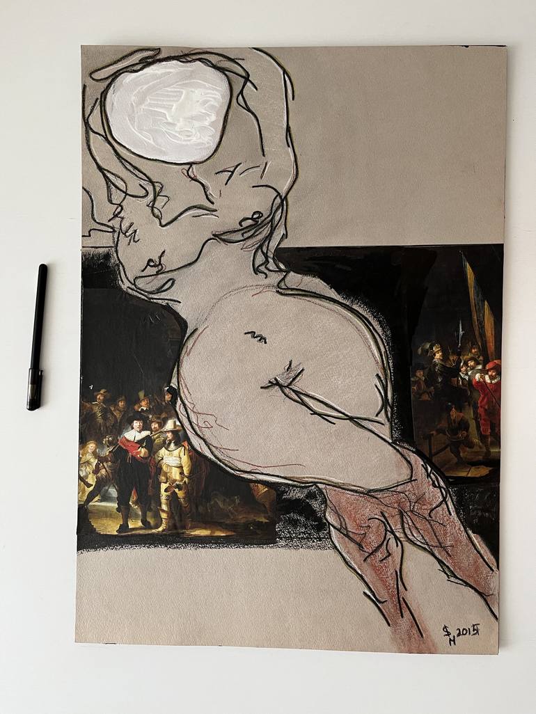 Original Conceptual Erotic Collage by Leni Smoragdova