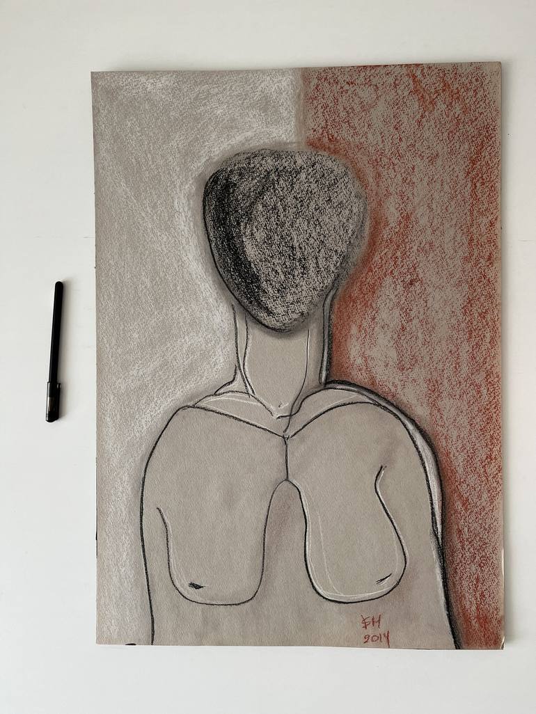 Original Conceptual Nude Drawing by Leni Smoragdova