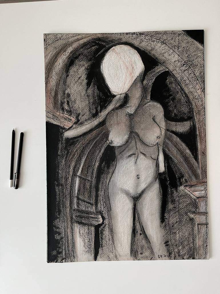 Original Nude Drawing by Leni Smoragdova
