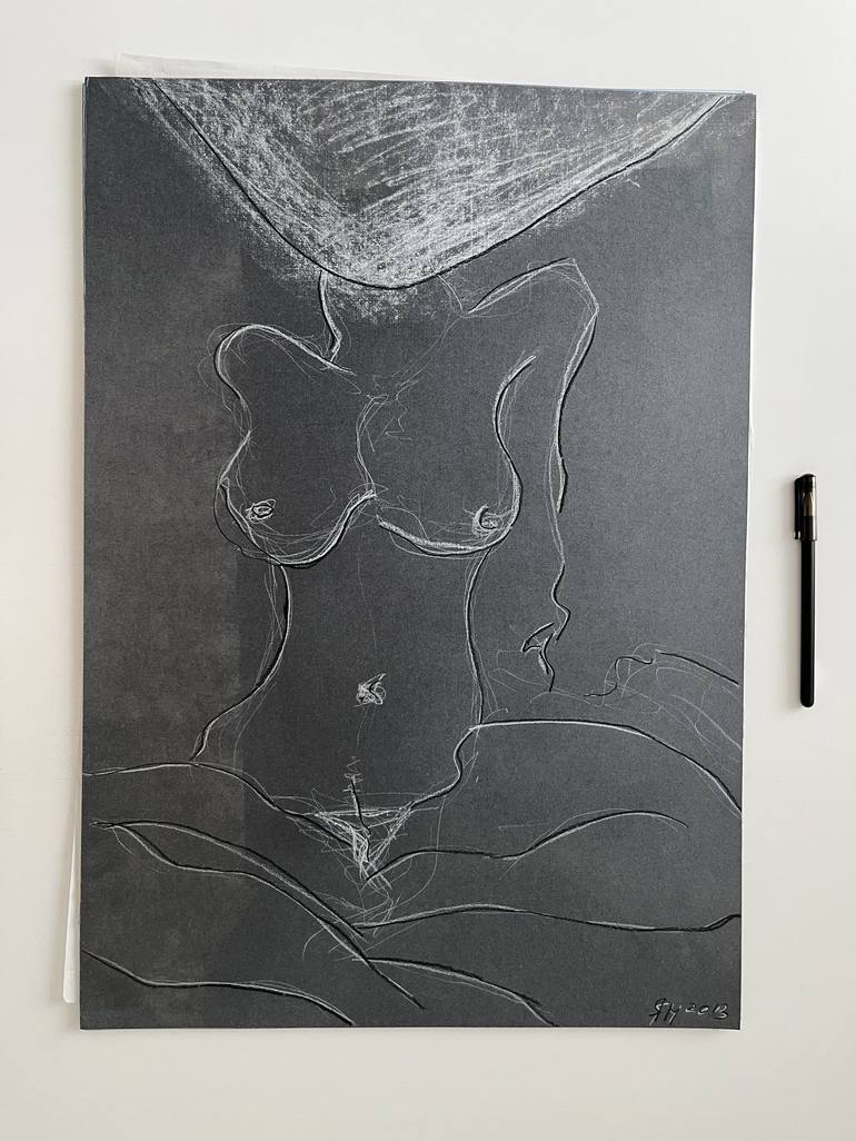 Original Nude Drawing by Leni Smoragdova