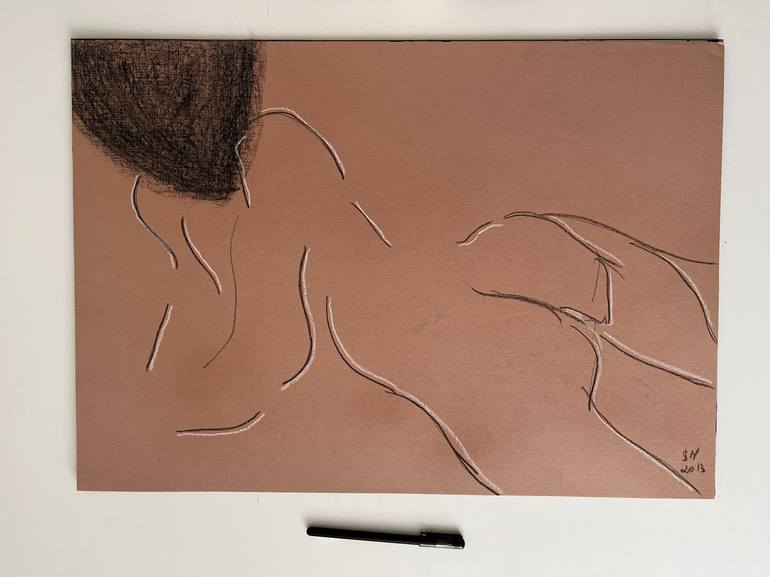 Original Conceptual Nude Drawing by Leni Smoragdova