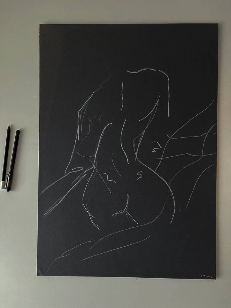 Original Nude Drawing by Leni Smoragdova