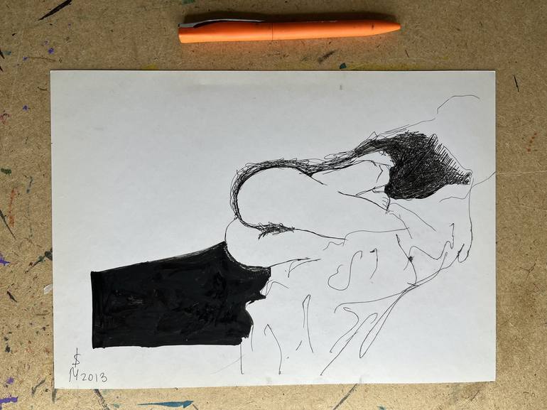 Original Conceptual Erotic Drawing by Leni Smoragdova