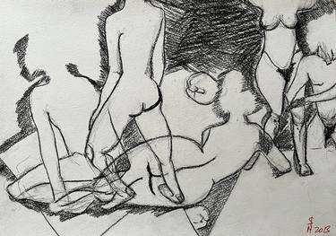 Original Abstract Expressionism Erotic Drawings by Leni Smoragdova