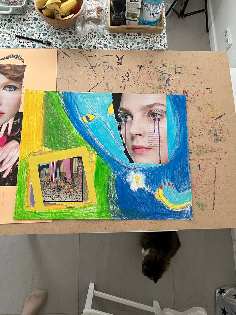 Original Surrealism Women Collage by Leni Smoragdova