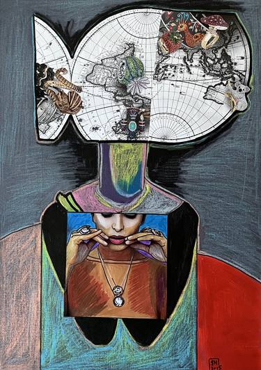 Original Surrealism Women Collage by Leni Smoragdova