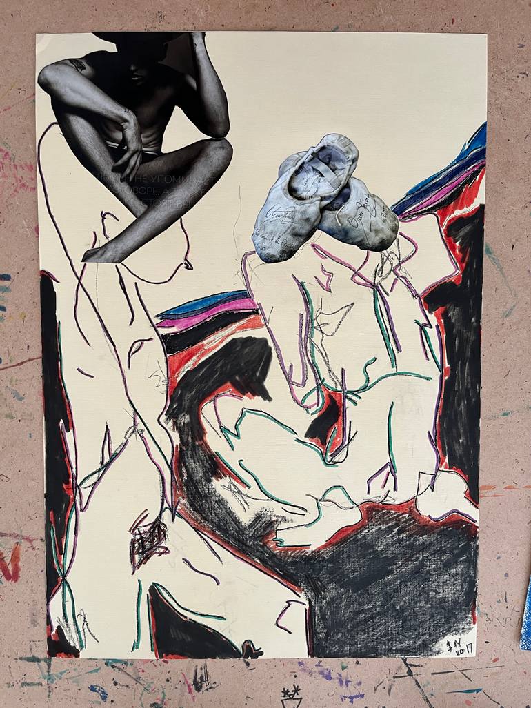 Original Abstract Erotic Collage by Leni Smoragdova