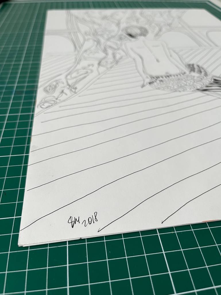 Original Surrealism Women Drawing by Leni Smoragdova