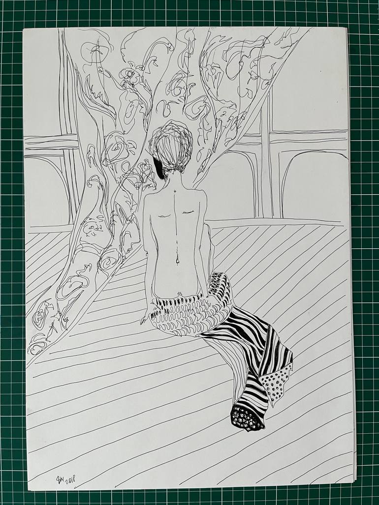 Original Surrealism Women Drawing by Leni Smoragdova