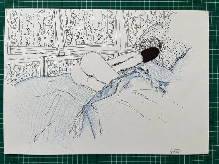 Original Surrealism Erotic Drawing by Leni Smoragdova