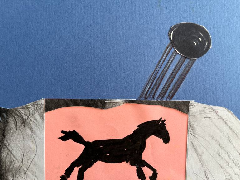 Original Surrealism Abstract Collage by Leni Smoragdova