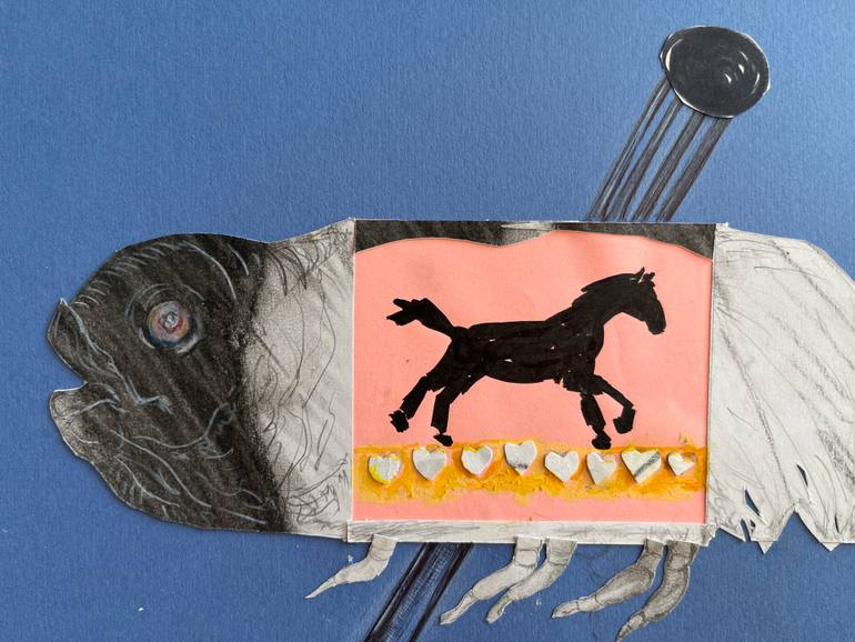 Original Surrealism Abstract Collage by Leni Smoragdova