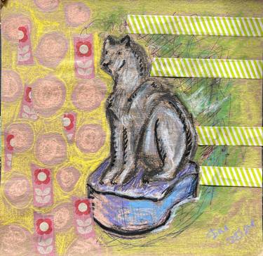 Original Surrealism Cats Drawing by Leni Smoragdova