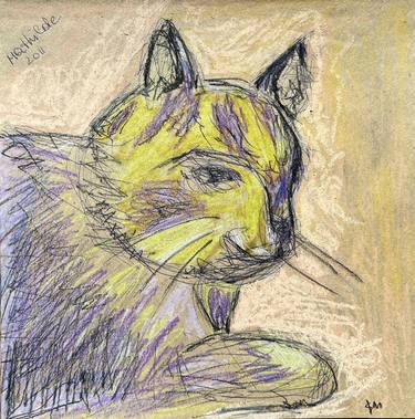 Original Figurative Cats Drawings by Leni Smoragdova