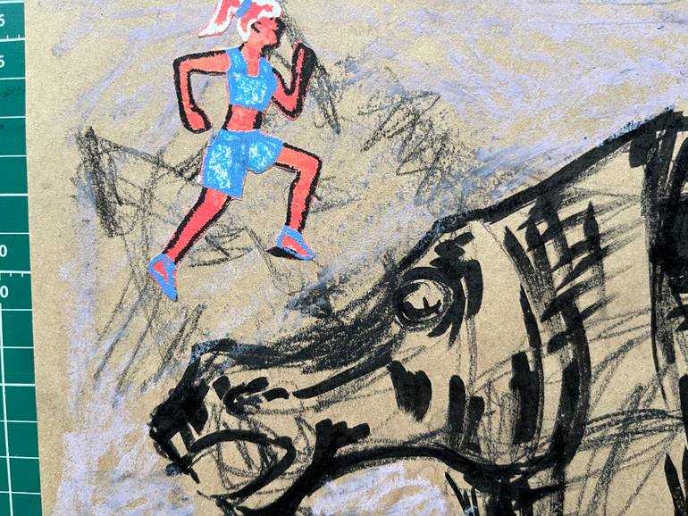 Original Abstract Expressionism Sports Collage by Leni Smoragdova