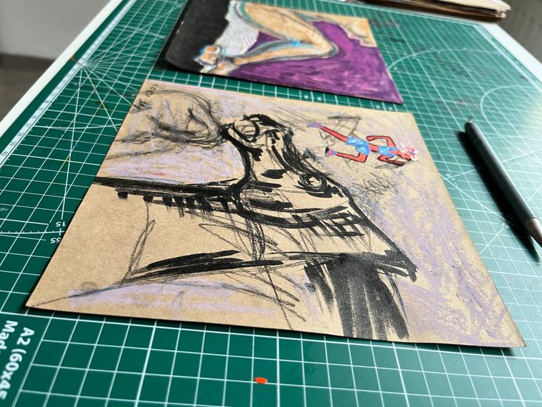 Original Abstract Expressionism Sports Collage by Leni Smoragdova