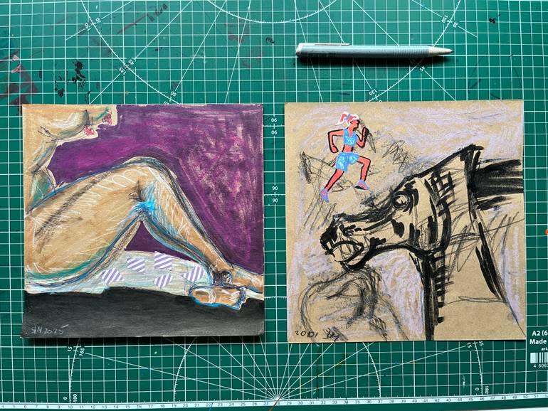 Original Abstract Expressionism Sports Collage by Leni Smoragdova