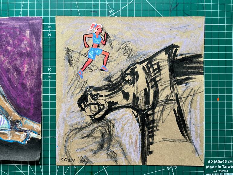 Original Abstract Expressionism Sports Collage by Leni Smoragdova