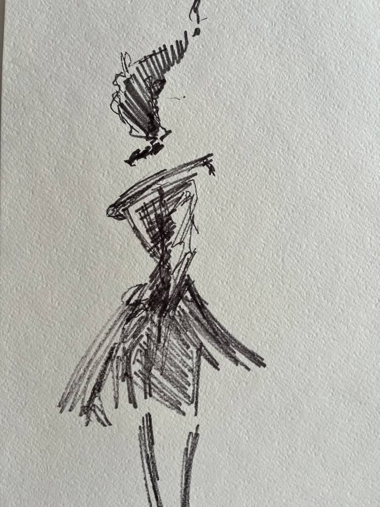 Original Abstract Fashion Drawing by Leni Smoragdova