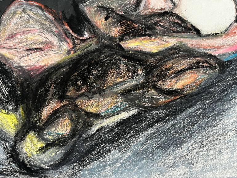 Original Abstract Expressionism Erotic Drawing by Leni Smoragdova