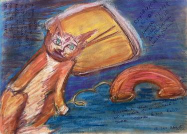 Original Abstract Expressionism Cats Drawings by Leni Smoragdova
