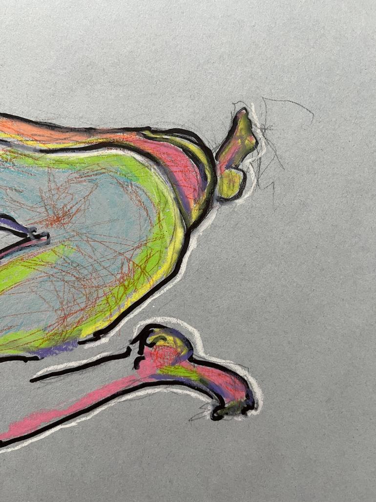Original Abstract Expressionism Nude Drawing by Leni Smoragdova